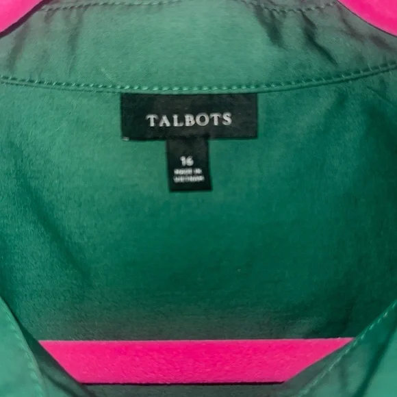 Talbots Green ☘️ POPLIN UTILITY SHIRTDRESS Size 16 ☘️ - Picture 7 of 8